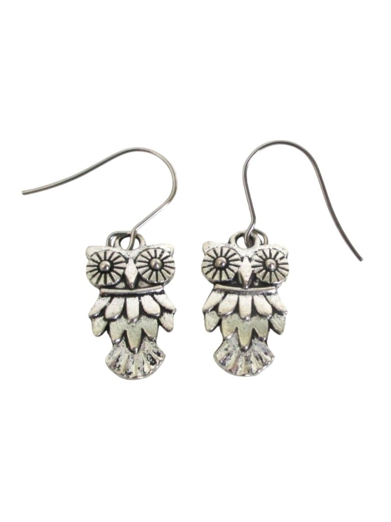 New Owl Dangle Pierced Earrings On Stainless Wires Bird Jewelry Gift